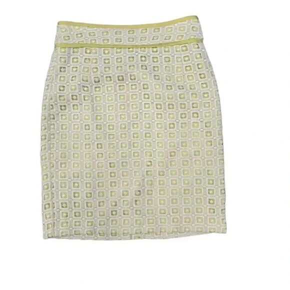 Antonio Melani Women's Ivory Lace & Chatreuse Poly Satin Pencil Straight Lined S - Picture 2 of 11